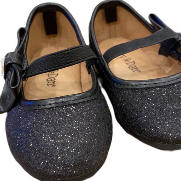 Lily & Dan Toddler Dress Shoe Black Glitter Rhinestone and bow Size 5/6 - Picture 11 of 16